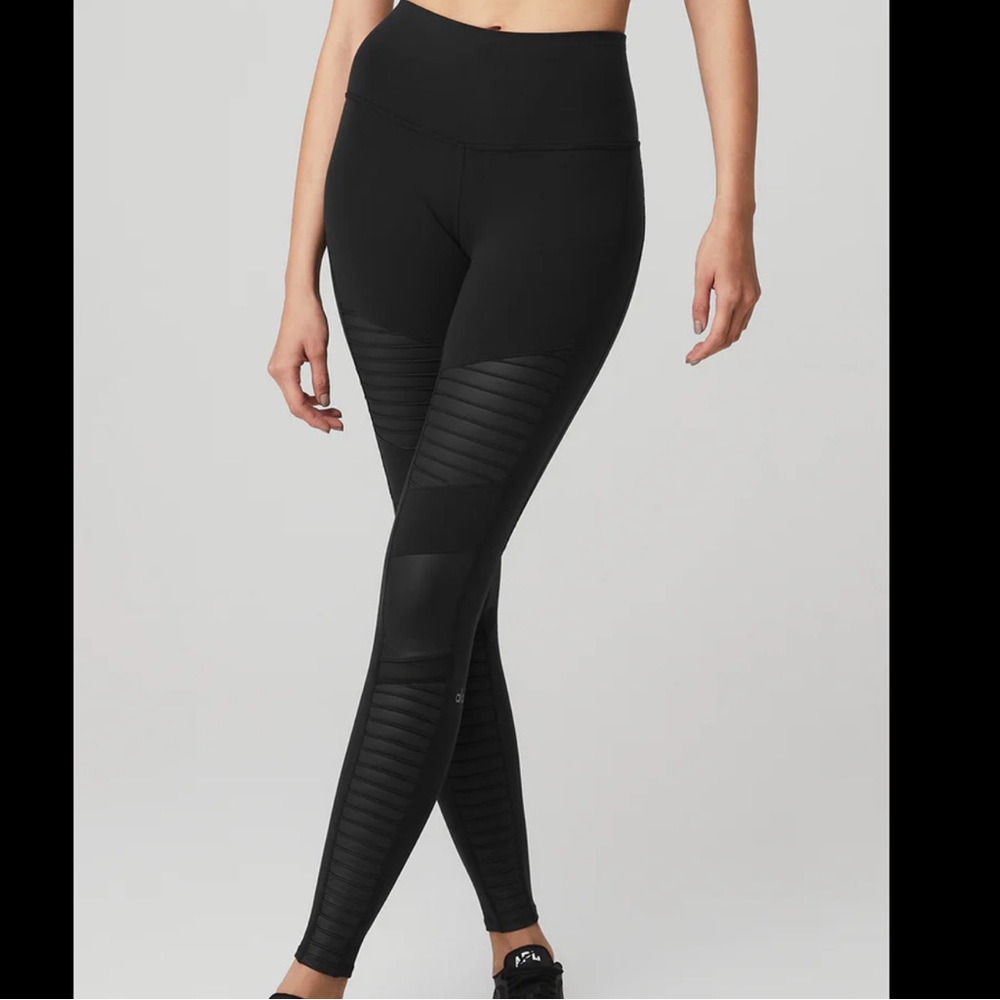 Alo Yoga Black High-Waist Moto Legging